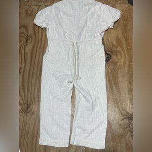Free People Linen Jumpsuit women xs 1/4 button down ivory @R